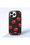 Realme Note 50 Compatible Shock-Absorbing Camera Protected Black Silicone Case Cherry Patterned