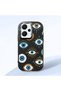 Redmi Note 13 Pro Plus+ 5g Compatible Shock-Absorbing Camera Protected Black Silicone Case with Evil Eye Charm