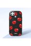 Realme C21Y/C25Y Compatible Shock-Absorbing Camera Protected Black Silicone Case Cherry Patterned