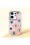 Vivo X200 Fe Compatible Shock-Absorbing Camera Protected Pink Silicone Case Evil Eye Bead