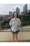 Women's Blue Oversized Capri Sleeve Shirt Yel221818
