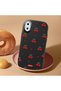 حافظة سيليكون سوداء متوافقة مع هاتف iPhone XS Max مع حماية للكاميرا ماصّ للصدمات في منقوش باللون الكرزي - 2