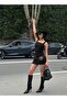 Women's Black Square Neck Suede Strap Mini Dress Yel221815 - 2