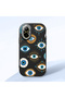 Realme C67 4g Compatible Shock-Absorbing Camera Protected Black Silicone Case with Evil Eye Charm