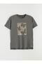 Gray Crew Neck Printed Women's T-Shirt (S6) - 5