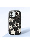 iPhone 17 Compatible Shock-Absorbing Camera Protected Black Silicone Case Star Pattern