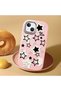iPhone 13/14 Compatible Shock-Absorbing Camera Protected Pink Silicone Case Star Pattern - 3