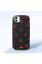 Samsung Galaxy M13 5G/A04 Compatible Shock-Absorbing Camera Protected Black Silicone Case Cherry Patterned