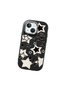 iPhone 13 Mini Compatible Shock-Absorbing Camera Protected Black Silicone Case Star Pattern - 3