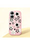 Poco X7 Pro Compatible Shock-Absorbing Camera Protected Pink Silicone Case Star Pattern