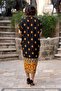 V138 Black Orange Floral Bat Sleeve Dress - 3