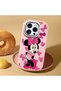 iPhone 15 Pro Compatible Shock-Absorbing Camera Protected Pink Silicone Case Mickey Patterned - 3