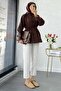 Shoulder Draped Sleeve Tip Lace Poplin Tunic - Brown - 6