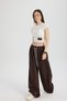 Albane Belt Detail Brown Cropped Tracksuit Set - 2