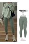 Rib Knit Knitted Corded Fabric High Waist Shaping / Sculpting Mint Leggings No Show Matte Fabric