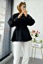 Shoulder Draped Sleeve Tip Lace Poplin Tunic - Black - 5