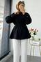 Shoulder Draped Sleeve Tip Lace Poplin Tunic - Black - 2