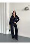 Denim jacket and trousers set with dense stonework navy blue - 6