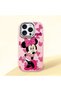 iPhone 15 Pro Compatible Shock-Absorbing Camera Protected Pink Silicone Case Mickey Patterned