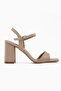 Janica Beige Ankle Boots Buckled Block Heel Women's Sandals - 2