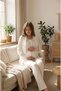 New Season Ecru Shawl Collar Stylish Lace Piece Summer 100% Cotton Maternity Pajama Set 3-Piece Set - 3