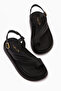Annia Genuine Leather Women's Black Toe Post Sandals - 5