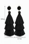 Women's Earring with Clip Without Hole - Black Tasseled Women's Earring - 3