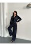 Denim jacket and trousers set with dense stonework navy blue - 4