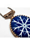 Bronze Authentic Jewelry Accessory Blue White Glass Processing Medallion Long Chain Women's Necklace - 4