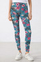 Turkuaz Floral Print High Waist Casual Sports Leggings - 2