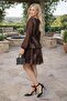 Women Brown Double-Breasted Collar Layered Mini Chiffon Dress Nbdks935 - 5