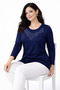 New Pattern Stone Embroidered Round Neck L Stretch Fabric Mother Combed Cotton Blouse 6670 - 5
