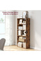 VASAGLE 5 Tier Wooden Bookcase with Adjustable Shelves Dark Hunton Oak - 3