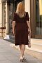 Plus Size Stylish Dress with Glittery Threaded Collar Details - 7