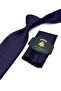 Plum - Navy Blue Motif Pattern Classic Tie with Handkerchief Kk13688 - 2