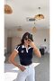 Navy Blue Collared Cherry Embroidered 100% Cotton T-Shirt - 3