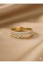 3S Chain Detail Double Row Stone Gold Steel Ring - 2
