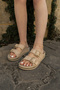 Women's Double Buckled Gold Detailed Comfortable Casual Summer Shoes Slipper - 7