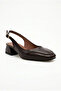 Women's Brown Crocodile Design Ankle Strap Flat Toe Casual Shoes Heeled Shoes - 8