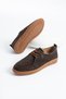 Montivo Women's Lace-Up Shoes Genuine Leather Loafers Brown Suede - 4