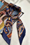 Navy Blue Shawl Patterned Silk I Satin Scarf (70*70 cm) - 3