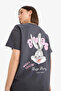 E9847Axar191 Anthracite Coool Looney Tunes Oversized Wide Fit Back Printed Short Sleeve T-Shirt