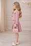 Girls' Collar Pearl and Sleeve Slit-Detail Jacket Round Neck Pleated Chanel Pink Dress - 6