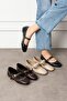 Vento Burgundy Leather with Silver Ring Detail, Buckled Belt Bands Ballet Flats - 5