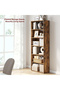 VASAGLE 6 Tier Wooden Bookcase with Adjustable Shelves Dark Hunton Oak - 4