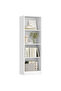 VASAGLE 4 Compartment Wooden Bookcase with Adjustable Shelves, White Storage Organizer