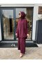 39208 Patterned Women's Suit Claret Red - 4