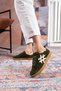 Shen Women's Lace-Up Shoes Genuine Leather Sneakers Khaki Suede - 3