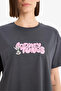 E9847Axar191 Anthracite Coool Looney Tunes Oversized Wide Fit Back Printed Short Sleeve T-Shirt - 6