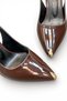 Women's Patent Leather Gold Toe Trim Detailed Stiletto - 4